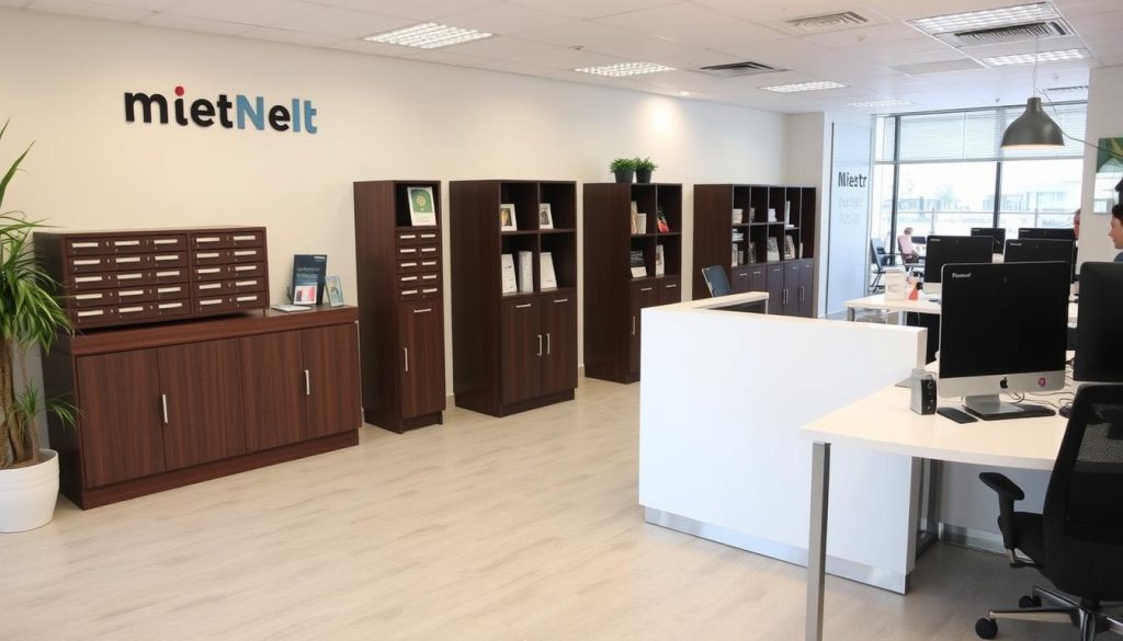 Büro des Mieter Netzwerk Paphos mit Postboxen und Empfangsbereich