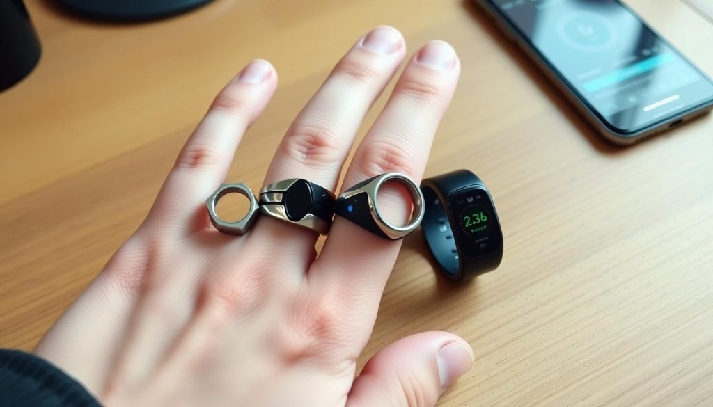Person wählt einen Smart Ring aus verschiedenen Modellen im Smart Ring Test 2025 Person wählt einen Smart Ring aus verschiedenen Modellen im Smart Ring Test 2025