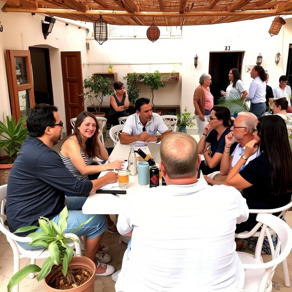 Stammtisch-Treffen von Expats in einem zypriotischen Café Stammtisch-Treffen von Expats in einem zypriotischen Café