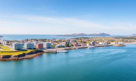 Isle of Man Panorama mit Blick auf die Küste und Finanzdistrikt