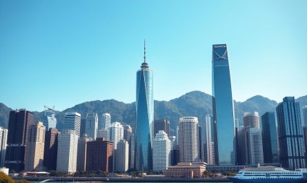 Skyline von Hongkong mit Geschäftsgebäuden als Symbol für die Gefahren bei der Gründung einer Firma im Ausland
