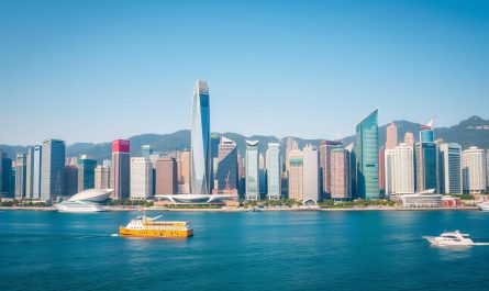 Skyline von Hongkong mit Geschäftsvierteln und Hafen - Firmengründung Hongkong