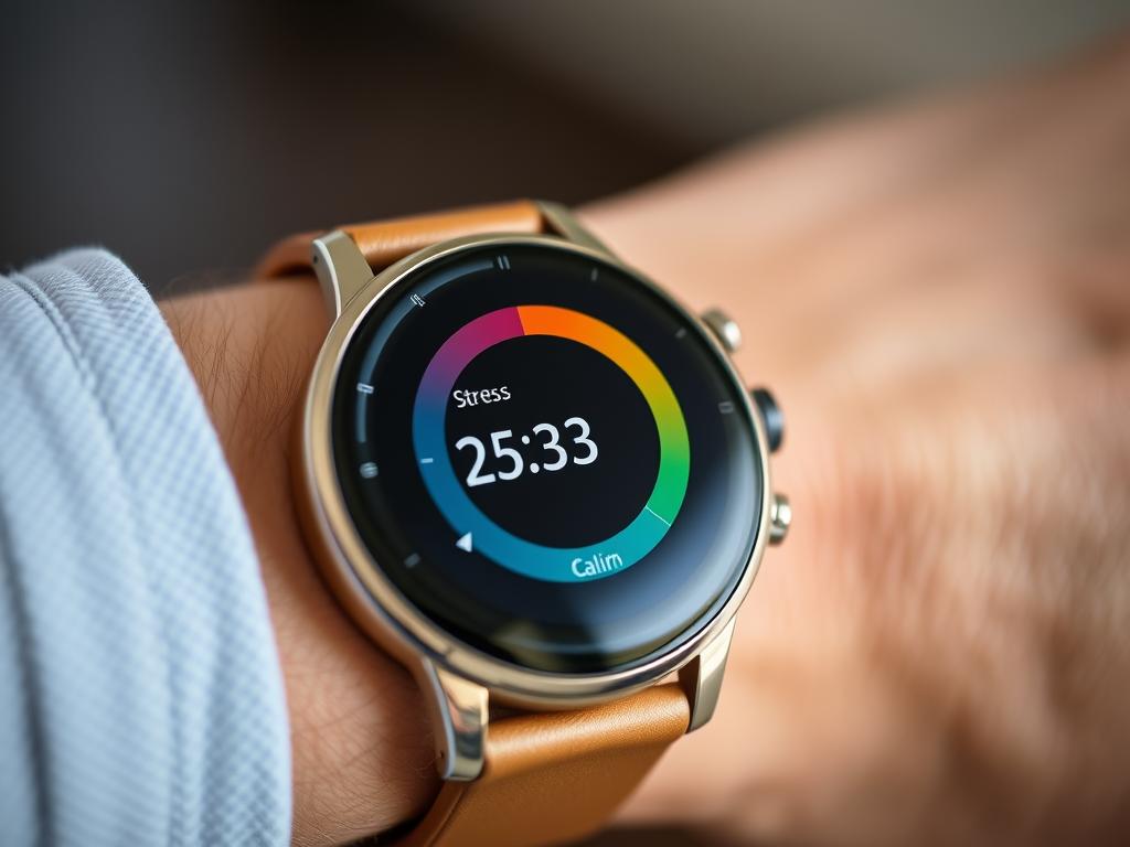 Stressmonitoring und Atemübungen auf einer Smartwatch