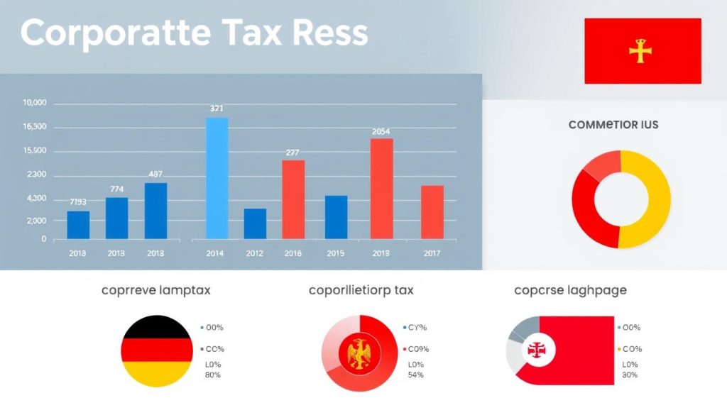 Vergleichsdiagramm der Unternehmenssteuern in verschiedenen Ländern, zeigt steuerliche Aspekte der Gefahren bei der Gründung einer Firma im Ausland