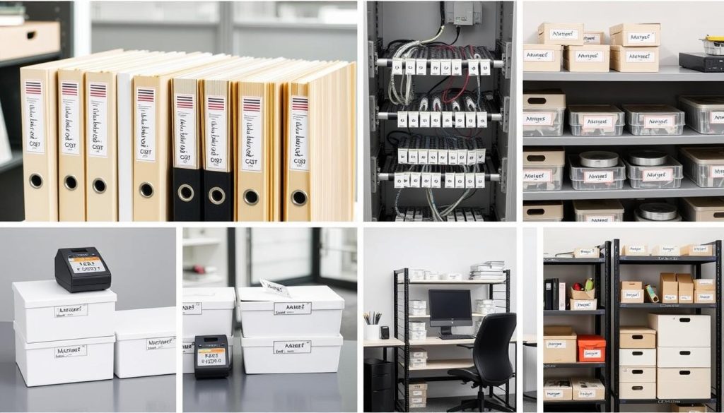 Verschiedene Anwendungsbeispiele für Beschriftungsgeräte im Büro Verschiedene Anwendungsbeispiele für Beschriftungsgeräte im Büro