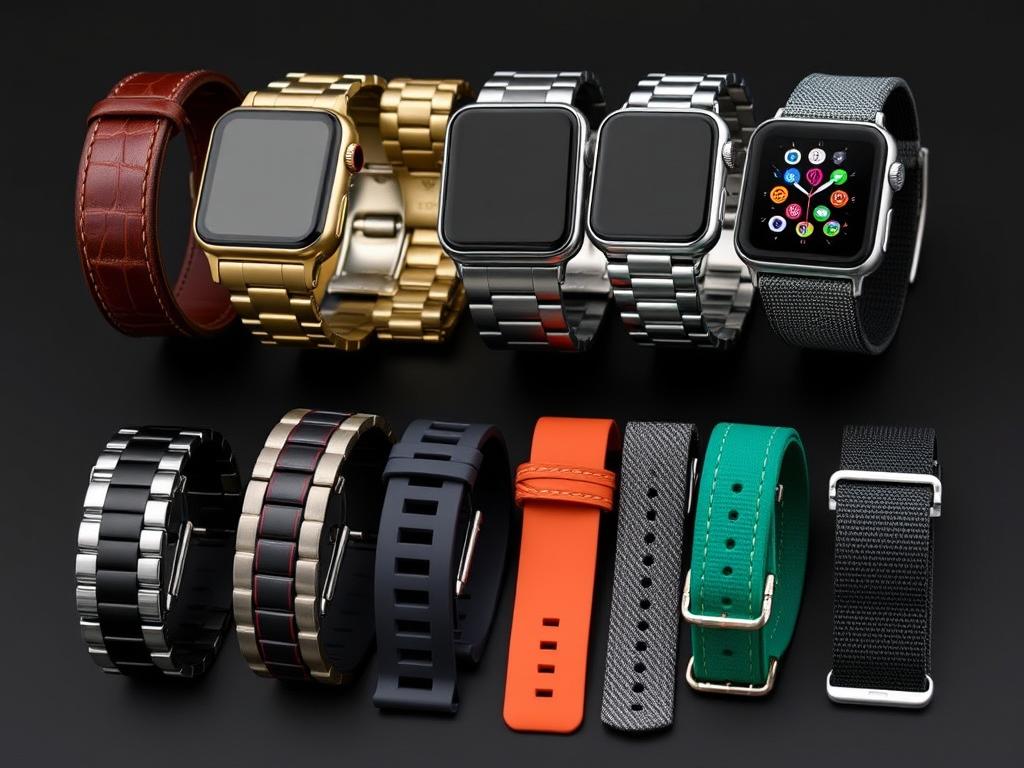 Verschiedene Armbandoptionen und Materialien für Smartwatches Verschiedene Armbandoptionen und Materialien für Smartwatches