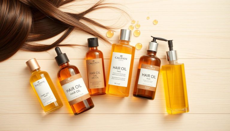 Verschiedene Haaröle für die Haarpflege mit Arganöl und anderen pflegenden Inhaltsstoffen