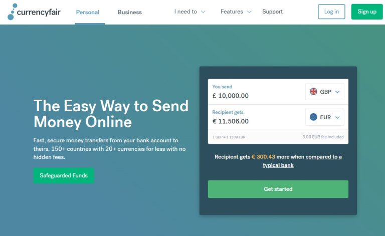 CurrencyFair — FX-Wechselservices, relevant bei hohen Beträgen.