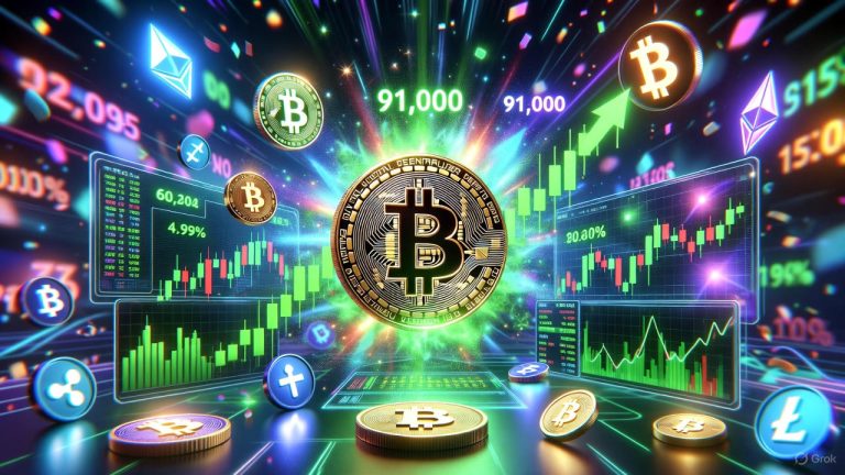 Bitcoin bricht durch 91.000 Dollar: Fed-Zinssenkungshehren treiben Krypto-Rallye – Chance oder Blase?
