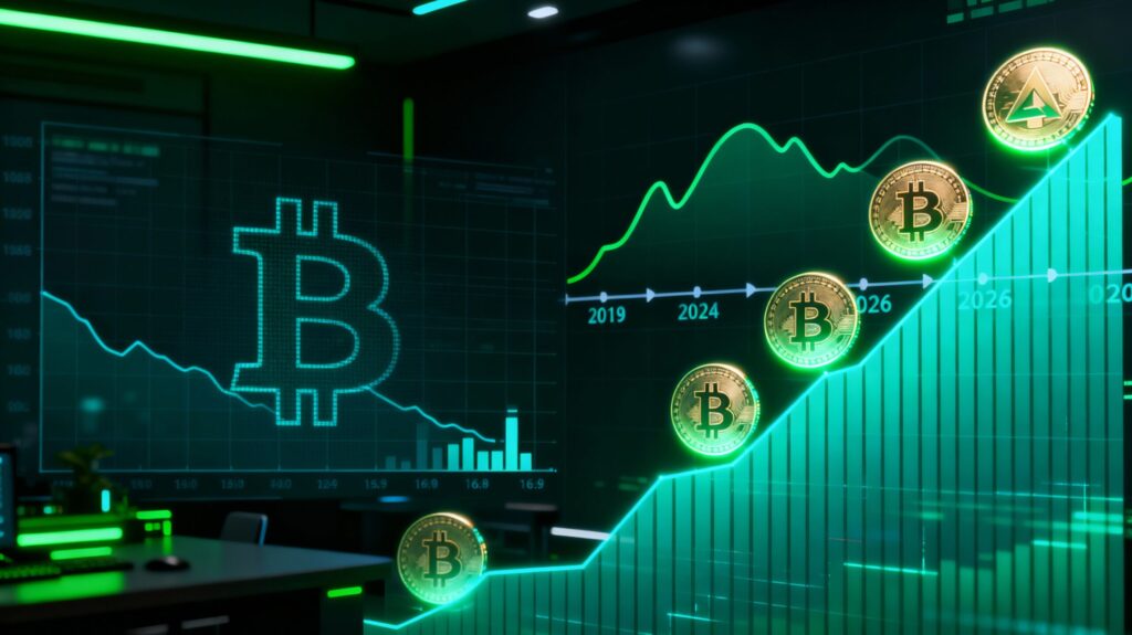 Bitcoin-Kurs steigt mit Diagramm