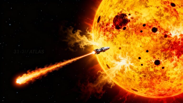 Raumschiff fliegt zur Sonne