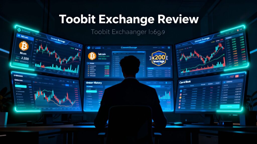 Kryptowährungshandel auf mehreren Bildschirmen