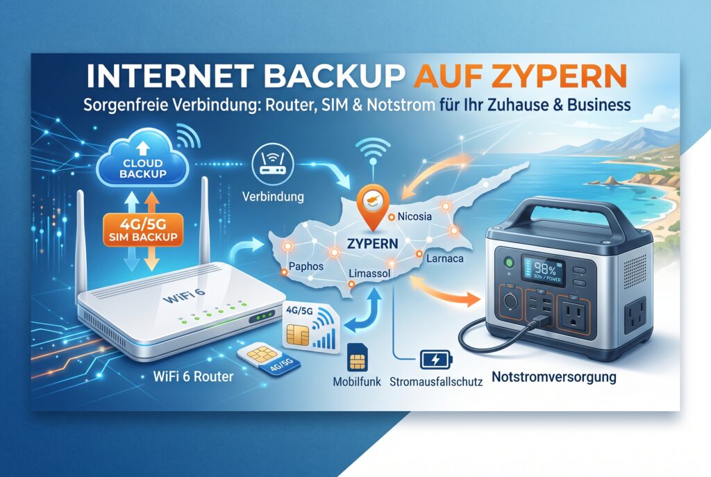 Internet Backup auf Zypern: Router, SIM und Notstrom